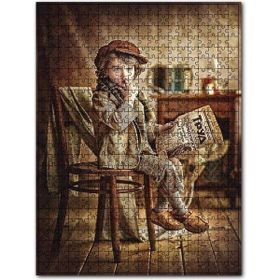 Cakapuzzle Gazete Okuyan Kasketli Çocuk Ahşap 1000 Parça Puzzle