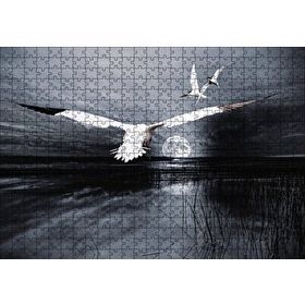 Cakapuzzle Gece Ay Göl Balıkçı Kuşları 120 Parça Ahşap Puzzle