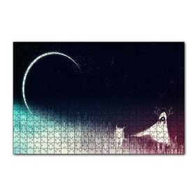Cakapuzzle Gece Ay Kız ve Tilki 120 Parça Ahşap Puzzle