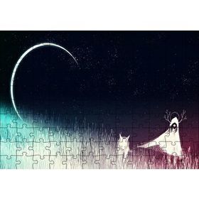 Cakapuzzle Gece Ay Kız ve Tilki 120 Parça Ahşap Puzzle