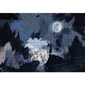Cakapuzzle Gece Dolunay ve Savaşçı Silüeti 120 Parça Ahşap Puzzle