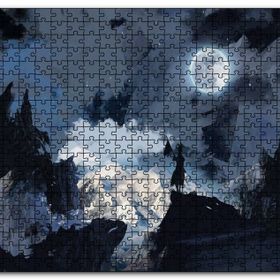 Cakapuzzle Gece Dolunay ve Savaşçı Silüeti Mdf 1000 Parça Puzzle