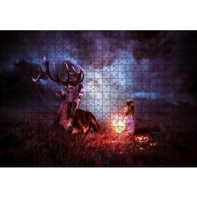 Cakapuzzle Gece Geyik ve Sevimli Kız 120 Parça Ahşap Puzzle