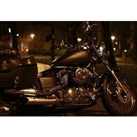 Cakapuzzle Gece Işıkları Altında Siyah Chopper Motorsiklet Mdf 120 Parça Puzzle