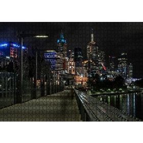 Cakapuzzle Gece Işıkları Gökdelenler ve Deniz Mdf 1000 Parça Puzzle