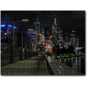 Cakapuzzle Gece Işıkları Gökdelenler ve Deniz Mdf 120 Parça Puzzle
