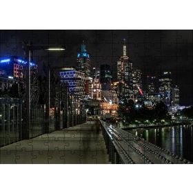 Cakapuzzle Gece Işıkları Gökdelenler ve Deniz Mdf 120 Parça Puzzle