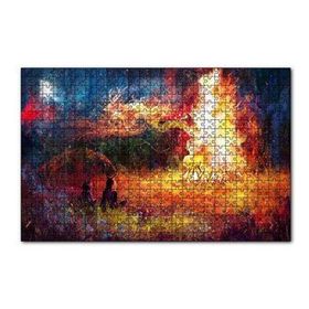 Cakapuzzle Gece Ormanda Kamp Ateşi ve Yüksek Alevler 120 Parça Ahşap Puzzle