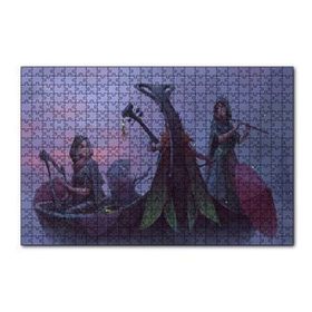 Cakapuzzle Gece Sisler Arasındaki Kayık ve Çalgıcı Kızlar 120 Parça Ahşap Puzzle