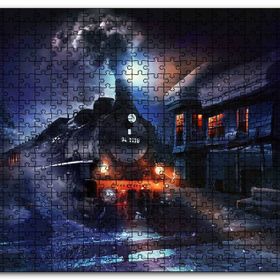 Cakapuzzle Gece ve Buharlı Tren Mdf 120 Parça Puzzle