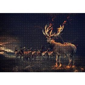 Cakapuzzle Gece ve Geyikler İllüstrasyon 120 Parça Ahşap Puzzle