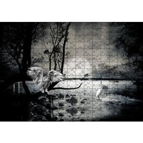 Cakapuzzle Gecede Balıkçı Kuşları Göl 120 Parça Ahşap Puzzle