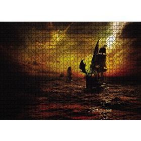 Cakapuzzle Gecede Yelkenli Korsan Gemileri 120 Parça Ahşap Puzzle