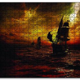 Cakapuzzle Gecede Yelkenli Korsan Gemileri Mdf 120 Parça Puzzle