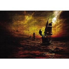 Cakapuzzle Gecede Yelkenli Korsan Gemileri Mdf 120 Parça Puzzle