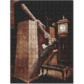 Cakapuzzle Geçmiş Teleskop Gökbilimci Görseli Mdf 120 Parça Puzzle