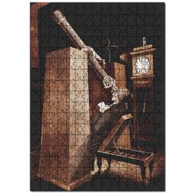 Cakapuzzle Geçmiş Teleskop Gökbilimci Görseli Mdf 500 Parça Puzzle