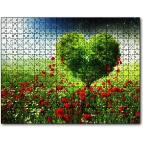 Cakapuzzle Gelincik Tarlası Kalp Şeklinde Ağaç 1000 Parça Puzzle