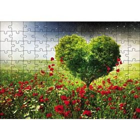 Cakapuzzle Gelincik Tarlası Kalp Şeklinde Ağaç 120 Parça Puzzle