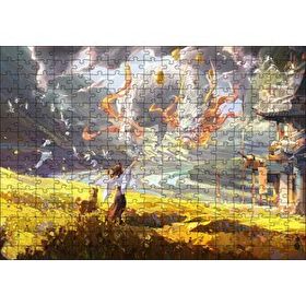 Cakapuzzle Genç Kadın ve Dev Yapraklar Yağlıboya Efekt 120 Parça Ahşap Puzzle