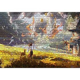 Cakapuzzle Genç Kadın ve Dev Yapraklar Yağlıboya Efekt 120 Parça Ahşap Puzzle