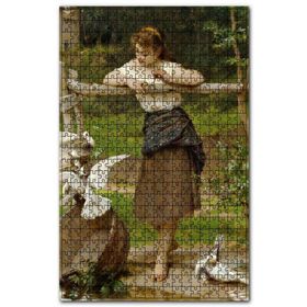Cakapuzzle Genç Kız ve Beyaz Güvercinler Ahşap 1000 Parça Puzzle