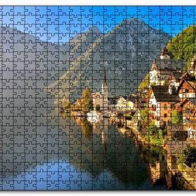 Cakapuzzle Goisern Hallstättersee Avusturya Doğada Evler Mdf 1000 Parça Puzzle