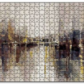 Cakapuzzle Gökdelenler ve Denizdeki Yansımaları Yağlıboya Mdf 1000 Parça Puzzle