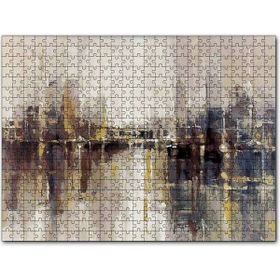 Cakapuzzle Gökdelenler ve Denizdeki Yansımaları Yağlıboya Mdf 1000 Parça Puzzle