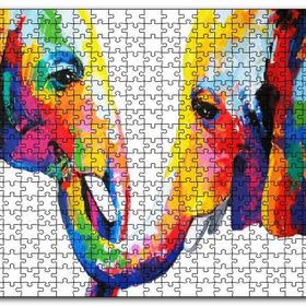 Cakapuzzle Gökkuşağı Filler Suluboya Mozaiksuluboya Mdf 120 Parça Puzzle