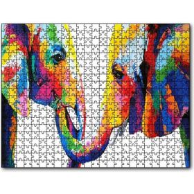 Cakapuzzle Gökkuşağı Filler Suluboya Mozaiksuluboya Mdf 120 Parça Puzzle