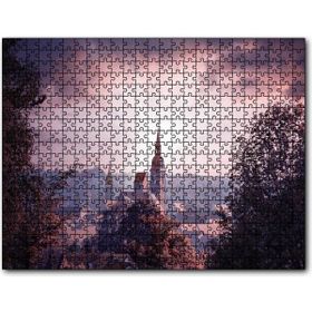 Cakapuzzle Gökyüzü Güneş Işınları ve Kilise Ahşap 500 Parça Puzzle