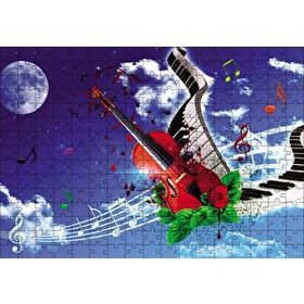 Cakapuzzle Gökyüzündeki Notalar ve Gitar 120 Parça Ahşap Puzzle