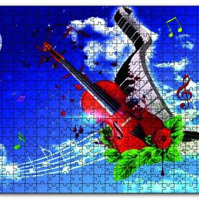 Cakapuzzle Gökyüzündeki Notalar ve Gitar Ahşap 1000 Parça Puzzle