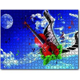 Cakapuzzle Gökyüzündeki Notalar ve Gitar Ahşap 500 Parça Puzzle