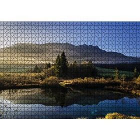 Cakapuzzle Göl Ağaçlar ve Sisli Tepeler 120 Parça Ahşap Puzzle