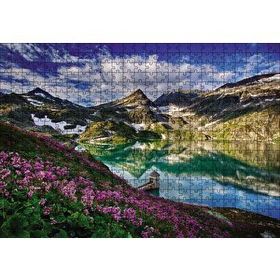 Cakapuzzle Göl Etrafında Dağlar Bahar Ahşap 500 Parça Puzzle