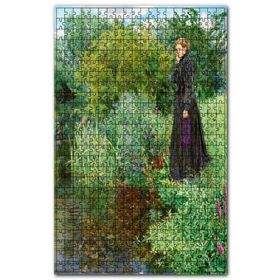 Cakapuzzle Göl Kenarında Ağaçlar ve Düşünceli Kadın Ahşap 1000 Parça Puzzle