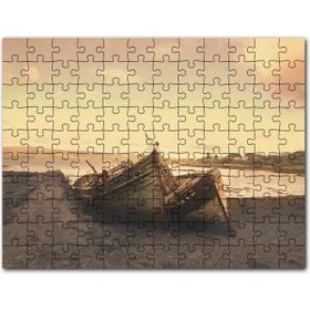 Cakapuzzle Göl Kıyısında Terkedilmiş Gemiler ve Gündoğumu Mdf 500 Parça Puzzle