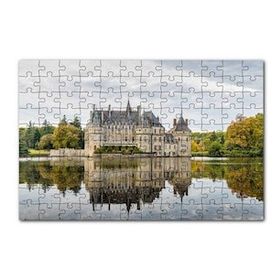 Cakapuzzle Göl Kıyısındaki Görkemli Şato ve Orman 120 Parça Ahşap Puzzle