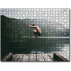 Cakapuzzle Göl Orman İskele ve Atlayış Yapan Adam Mdf 1000 Parça Puzzle