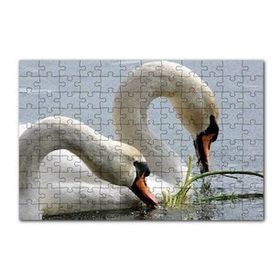 Cakapuzzle Gölde Beslenen Bir Çift Beyaz Kuğu 120 Parça Ahşap Puzzle