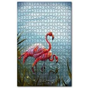 Cakapuzzle Gölde Bir Çift Flamingo 120 Parça Ahşap Puzzle