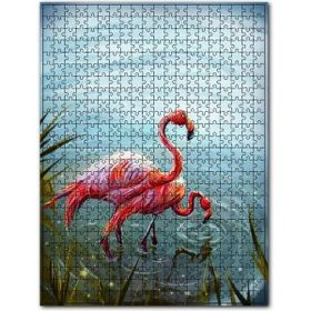 Cakapuzzle Gölde Bir Çift Flamingo 120 Parça Ahşap Puzzle