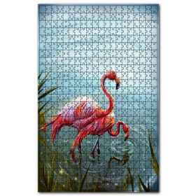Cakapuzzle Gölde Bir Çift Flamingo Ahşap 255 Parça Puzzle