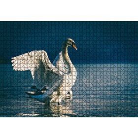 Cakapuzzle Gölde Kanatlarını Açan Kuğular 120 Parça Ahşap Puzzle