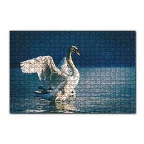 Cakapuzzle Gölde Kanatlarını Çırpan Beyaz Kuğu 120 Parça Ahşap Puzzle
