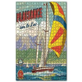 Cakapuzzle Gölde Romantik Yelkenli Gezintisi Görseli Ahşap 1000 Parça Puzzle