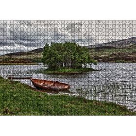 Cakapuzzle Gölde Sandallar Tepeler ve Bulutlu Gökler 120 Parça Ahşap Puzzle