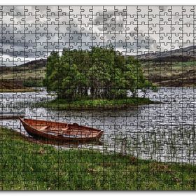 Cakapuzzle Gölde Sandallar Tepeler ve Bulutlu Gökler Mdf 120 Parça Puzzle